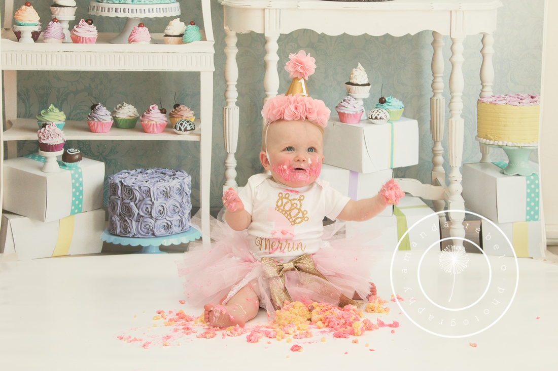 1 year old birthday cake smash with Holiday Pictures in Plymouth Studio, Massachusetts.